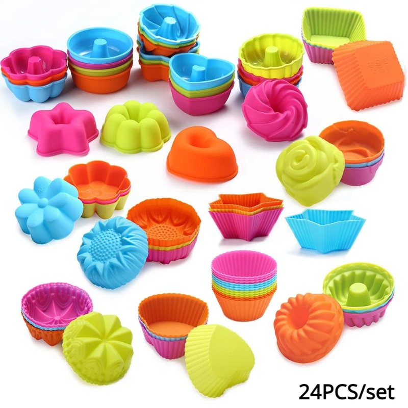 Donut Mold Silicone - 24 Pcs Cetakan Kue Muffin Silikon,